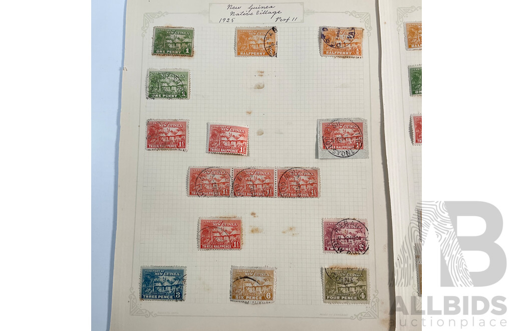 Collection of 1920's -1930's Territory of New Guinea Stamps Including Official Service Mint Hinged Blocks and Commonwealth Treasury Melbourne Prints, Half Penny to Sixpence