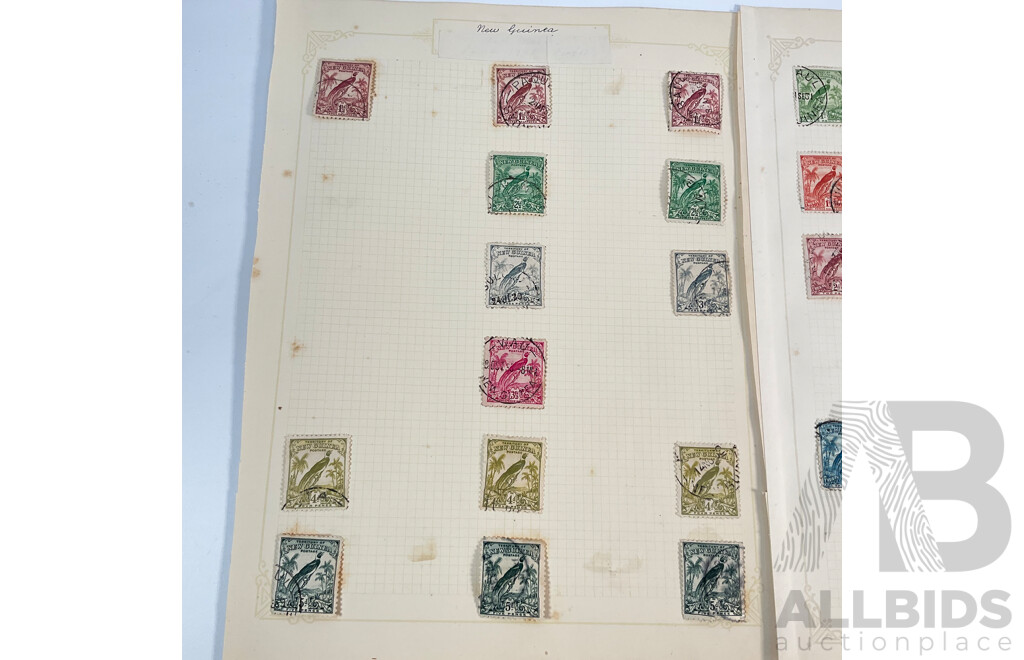 Collection of 1920's -1930's Territory of New Guinea Stamps Including Official Service Mint Hinged Blocks and Commonwealth Treasury Melbourne Prints, Half Penny to Sixpence
