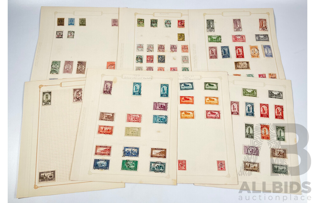 Collection of French Morocco Stamps Including Overprints and Sets
