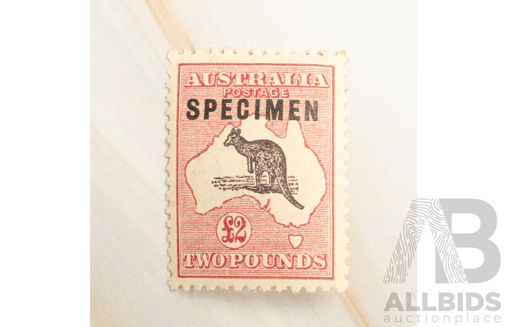Australian Hinged Two Pound Stamp Specimen Kangaroo on Map