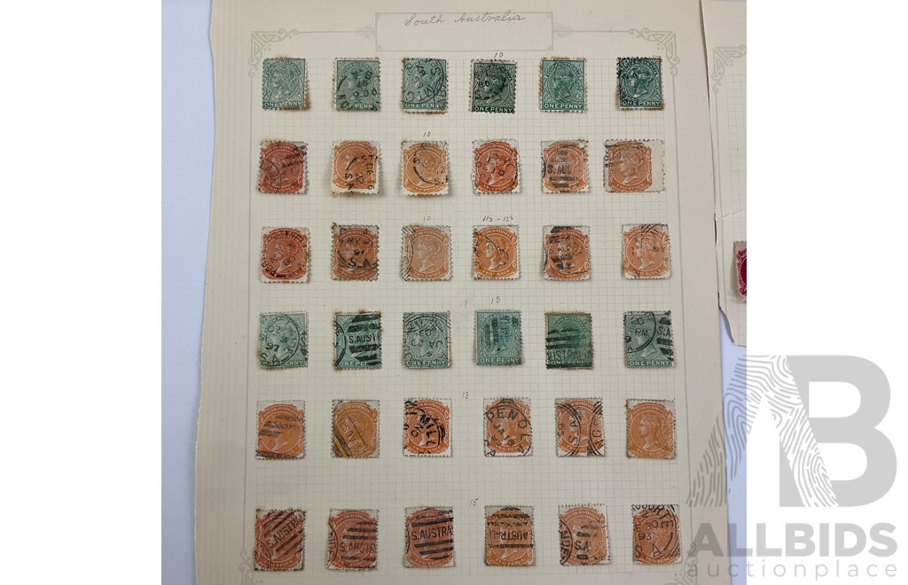 Australian South Australia Pre Federation/Predecimal QV/Kangaroo Stamps Including Overprints and Hand Cancel