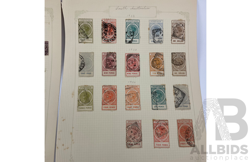 Australian South Australia Pre Federation/Predecimal QV/Kangaroo Stamps Including Overprints and Hand Cancel