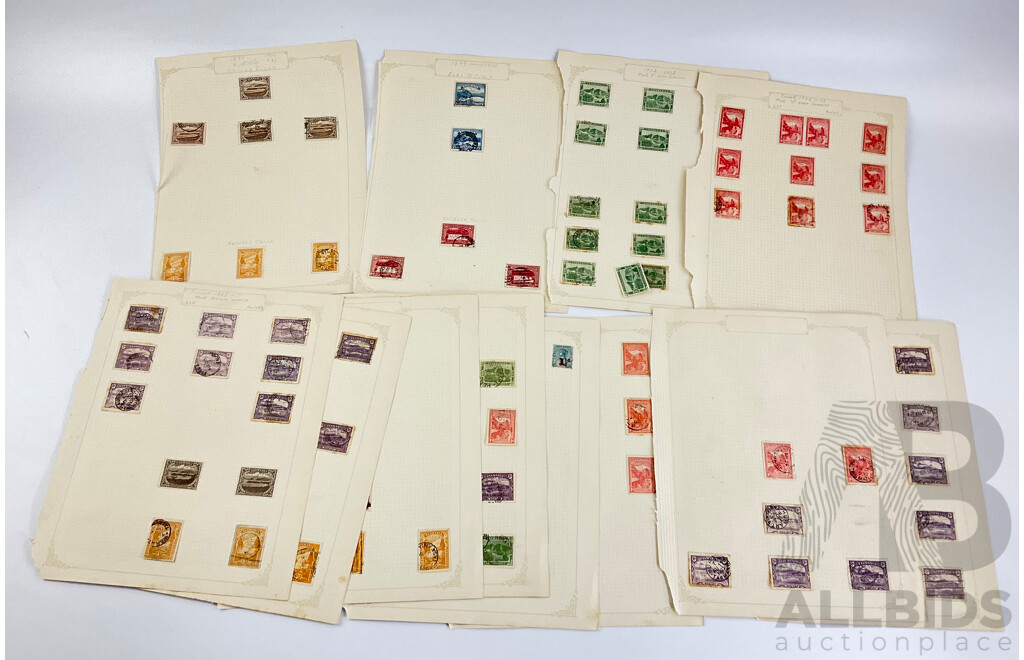 Collection of Tasmanian Stamps 1899-1905 Including Mount Wellington, Lake Marion, Hobart, Russel Falls, Over Prints