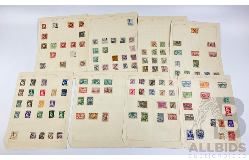 Collection of Portugal Antique Stamps Examples From 1880's to 1920's Including Overprints and Part Sets
