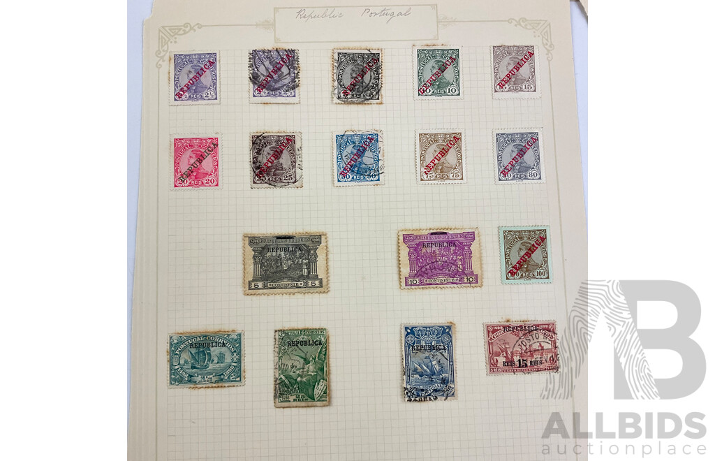 Collection of Portugal Antique Stamps Examples From 1880's to 1920's Including Overprints and Part Sets