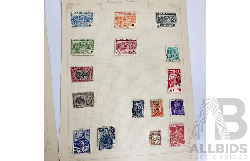 Collection of Portugal Antique Stamps Examples From 1880's to 1920's Including Overprints and Part Sets