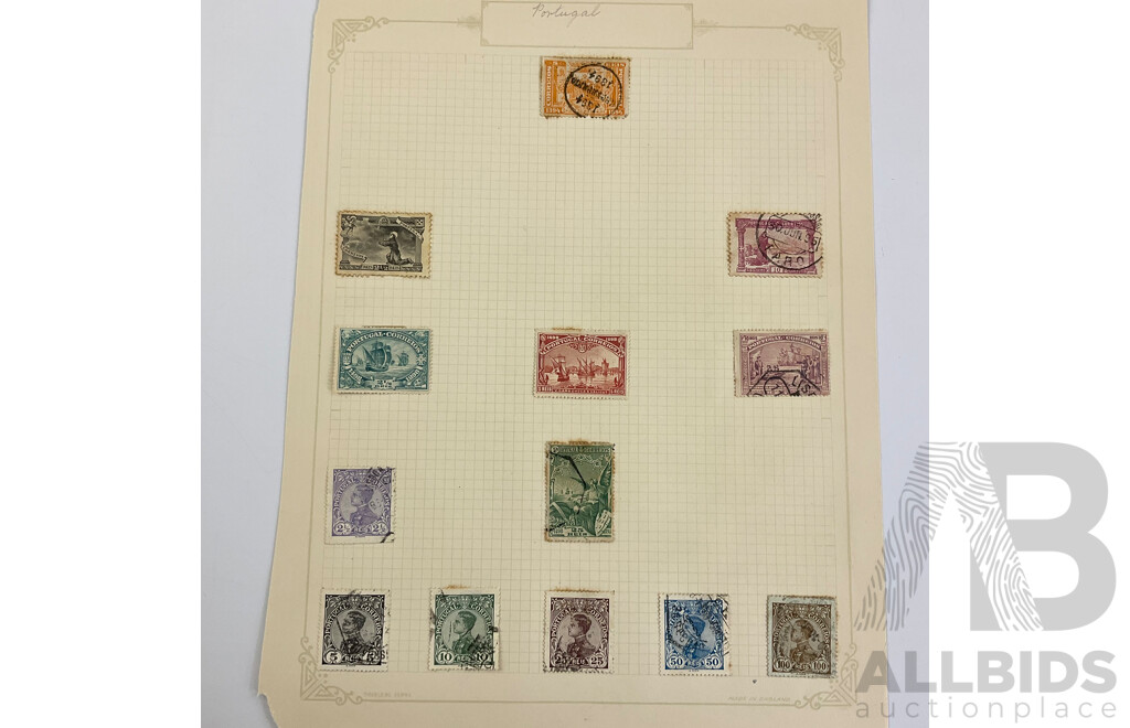 Collection of Portugal Antique Stamps Examples From 1880's to 1920's Including Overprints and Part Sets