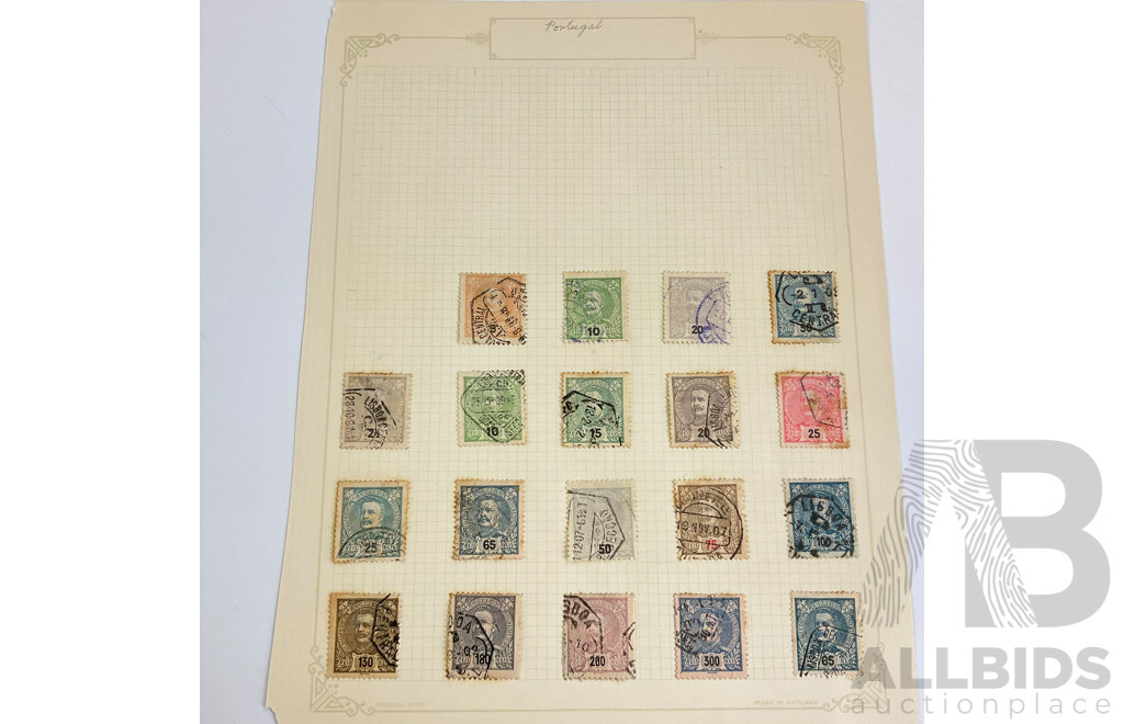 Collection of Portugal Antique Stamps Examples From 1880's to 1920's Including Overprints and Part Sets