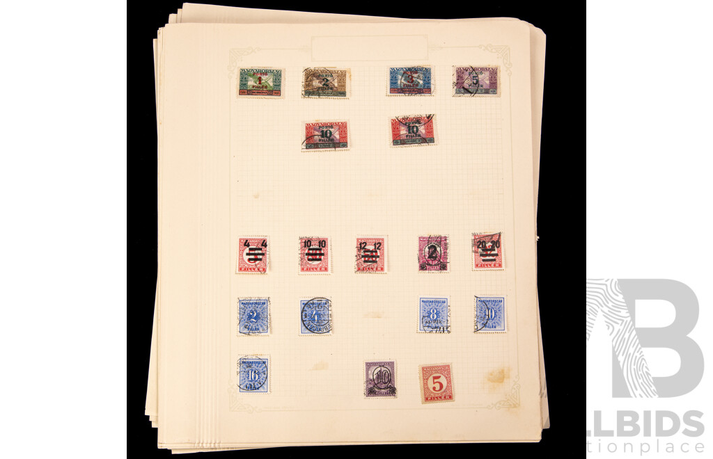 Collection of Magyar Stamps, Examples Spanning 1910's to 1930's Including Over Prints and Part Sets