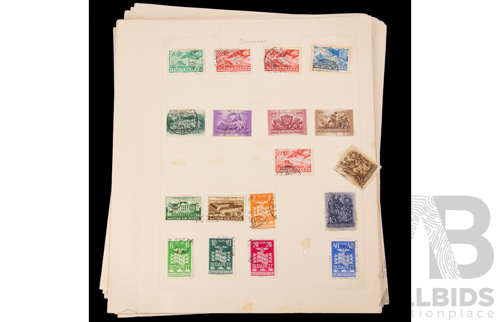 Collection of Magyar Stamps, Examples Spanning 1910's to 1930's Including Over Prints and Part Sets