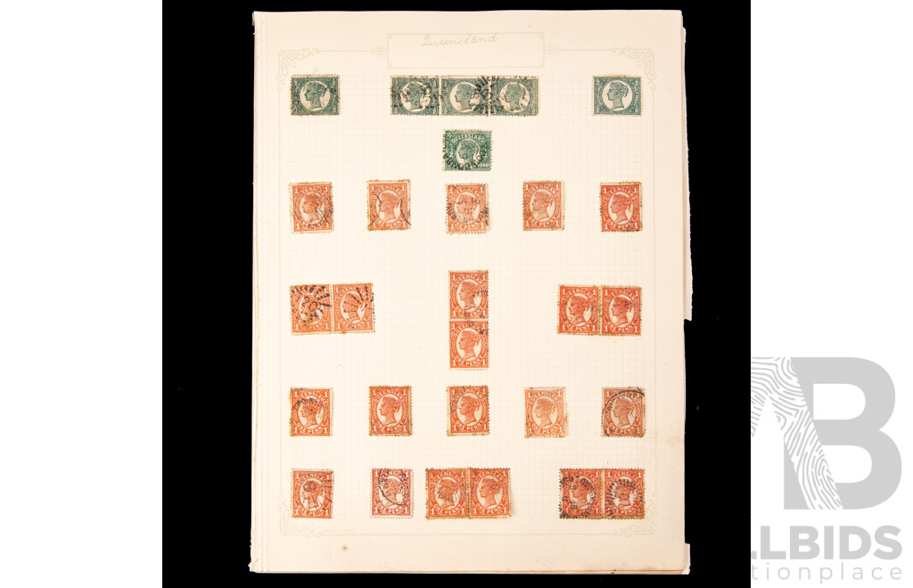 Collection of Australian Colonial Queensland QV Stamps