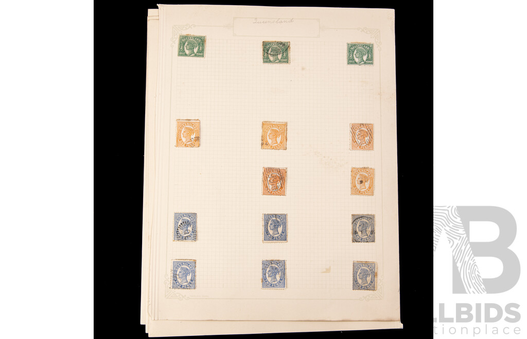 Collection of Australian Colonial Queensland QV Stamps
