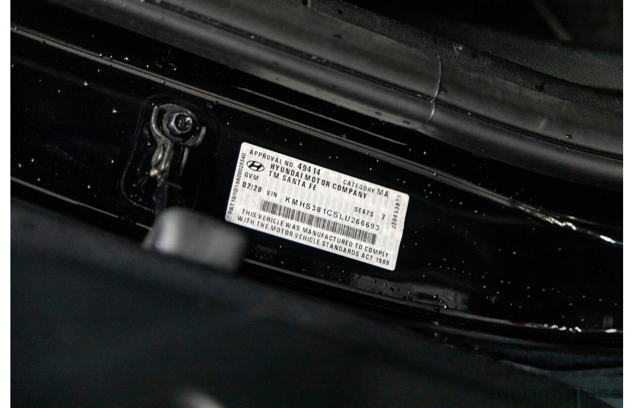 02/2020 Hyundai Santa Fe Highlander (4x4) TM MY20 4d Wagon Phantom Black Turbo Diesel 2.2L - 7 Seater