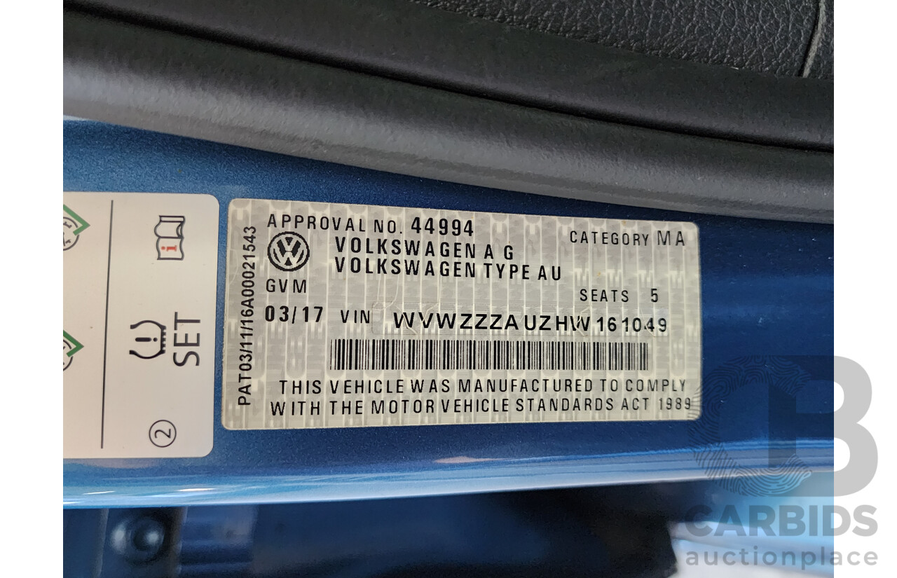 3/2017 Volkswagen Golf 92 TSI Trendline AU MY16 5d Hatchback Blue 1.4L