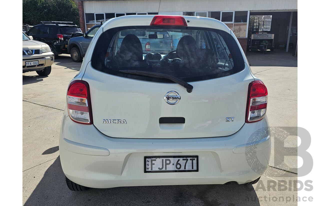 9/2011 Nissan Micra ST K13 5d Hatchback White 1.2L