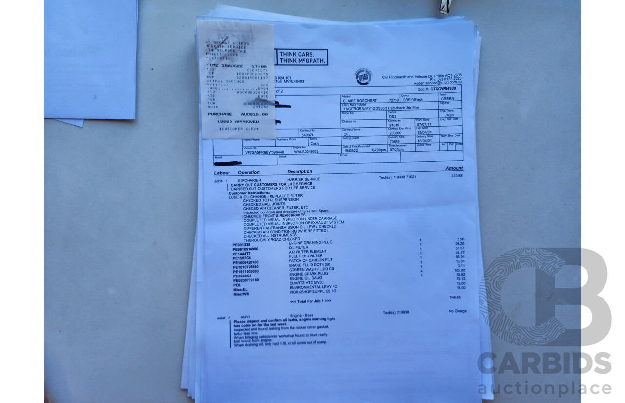 10/2011 Citroen DS3 Dsport  3d Hatchback Grey 1.6L