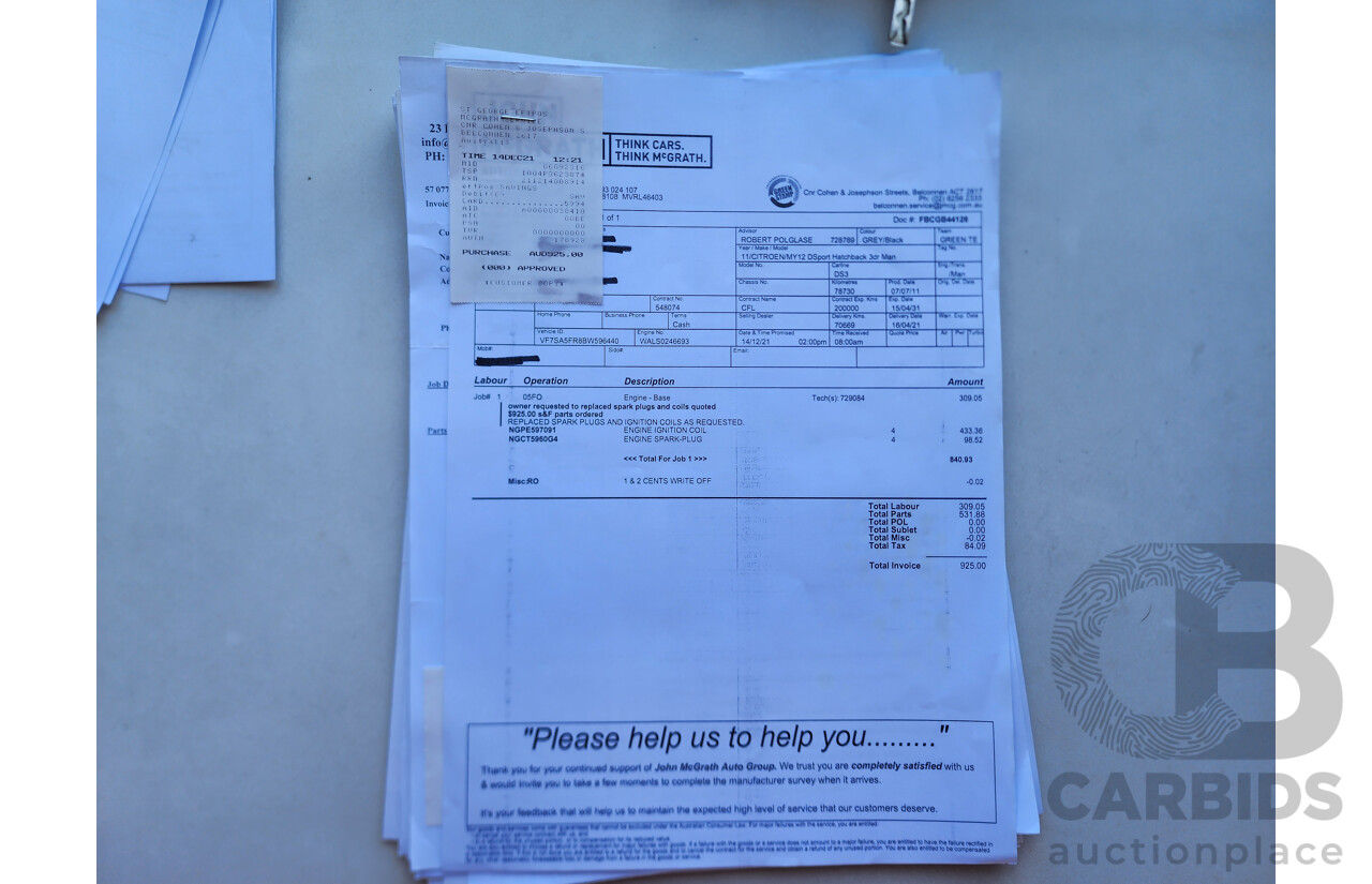 10/2011 Citroen DS3 Dsport  3d Hatchback Grey 1.6L