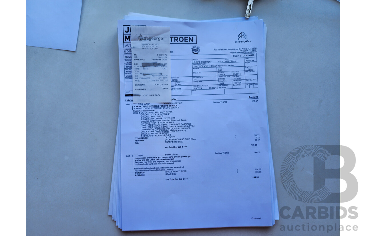 10/2011 Citroen DS3 Dsport  3d Hatchback Grey 1.6L