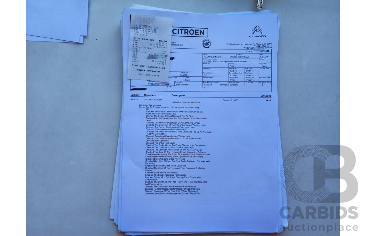 10/2011 Citroen DS3 Dsport  3d Hatchback Grey 1.6L