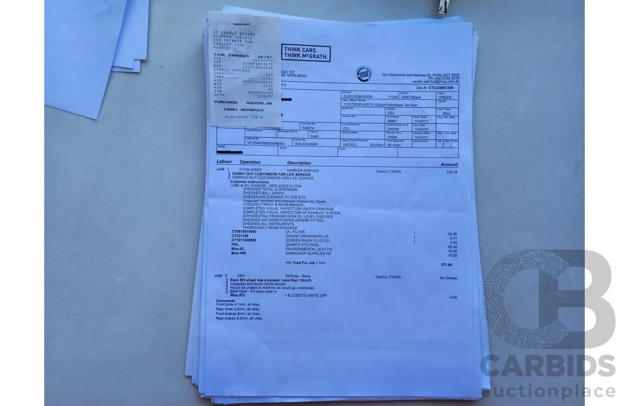 10/2011 Citroen DS3 Dsport  3d Hatchback Grey 1.6L