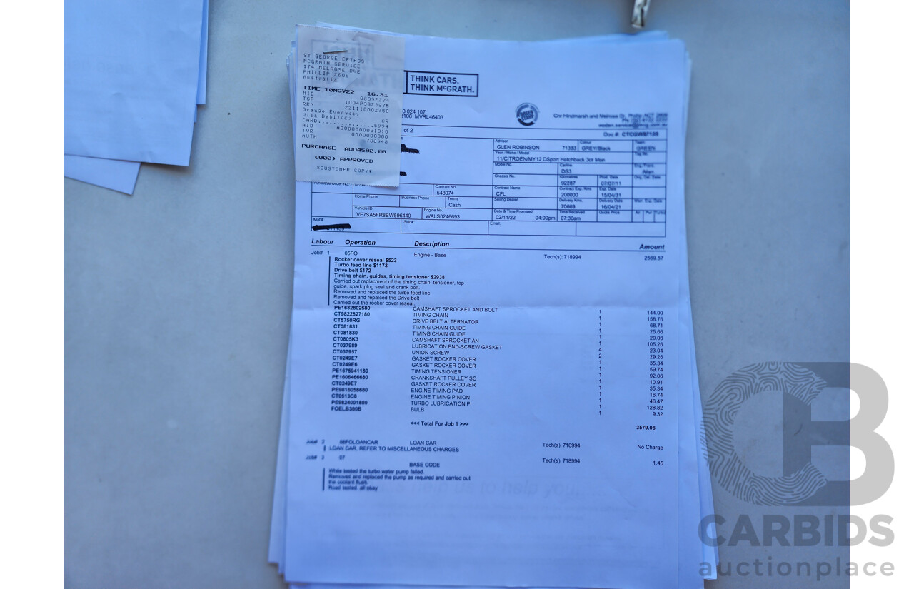 10/2011 Citroen DS3 Dsport  3d Hatchback Grey 1.6L