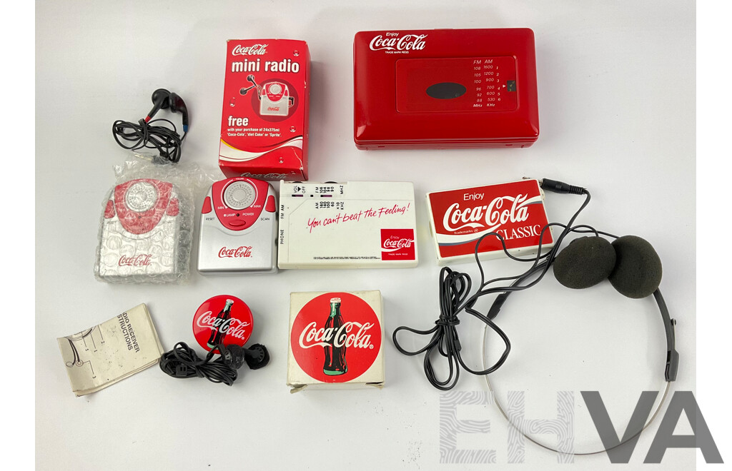Vintage Coca Cola Cassette Walkman and Pocket Radios
