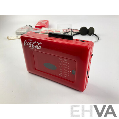 Vintage Coca Cola Cassette Walkman and Pocket Radios