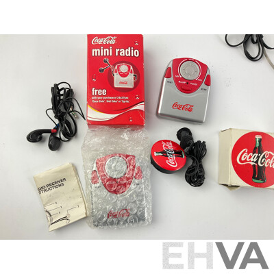 Vintage Coca Cola Cassette Walkman and Pocket Radios