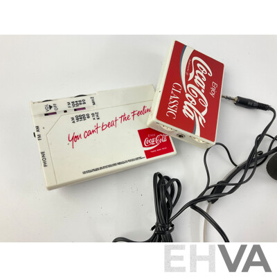 Vintage Coca Cola Cassette Walkman and Pocket Radios