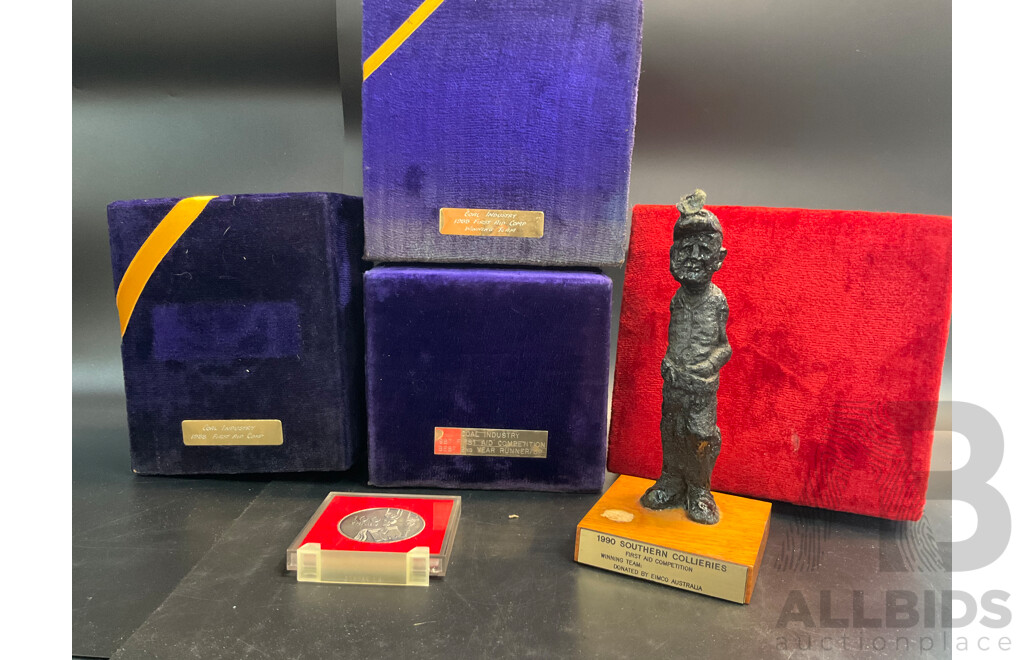 Vintage Collection of Colliery Mine Workers Trophy, Service Awards and Uniforms