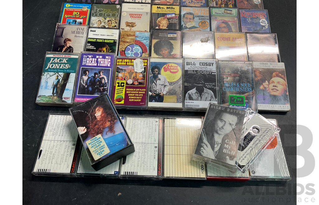 Collection Approx 60 Rock & Pop and Unused Cassettes Tapes - Including Allan Hatten, Neville Brothers, Brian Porter and Much More