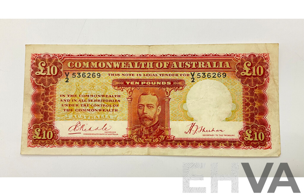 Australian Ten Pound Note, R57 Riddle/Sheehan V3