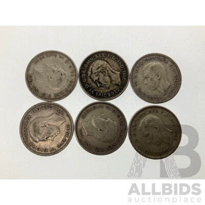 Australian KGVI Silver Shillings 1938, 1942, 1943, 1944(3) .925