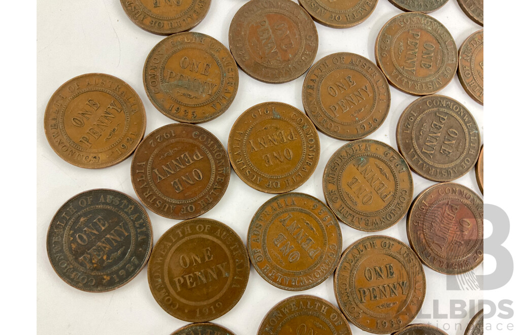 Thirty Australian KGV Pennies Including 1911, 1912, 1916I, 1917I,