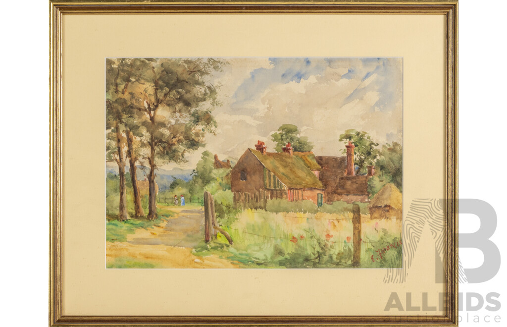 E. Frances, (20th Century), A Summer's Day in Berkshire, Wonderful Vintage Watercolour, 38 x 48 cm (frame)