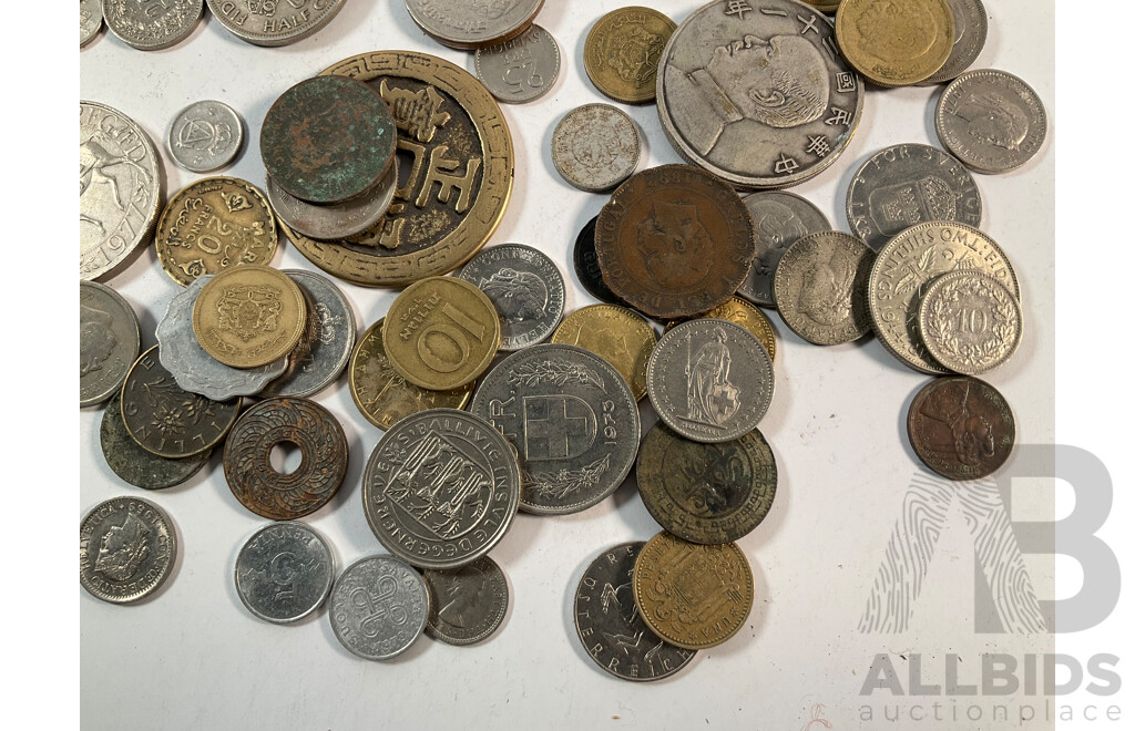 Collection of Vintage International Coins Including United Kingdom, USSR, China, France, Greece, Thailand, Spain Norway and More