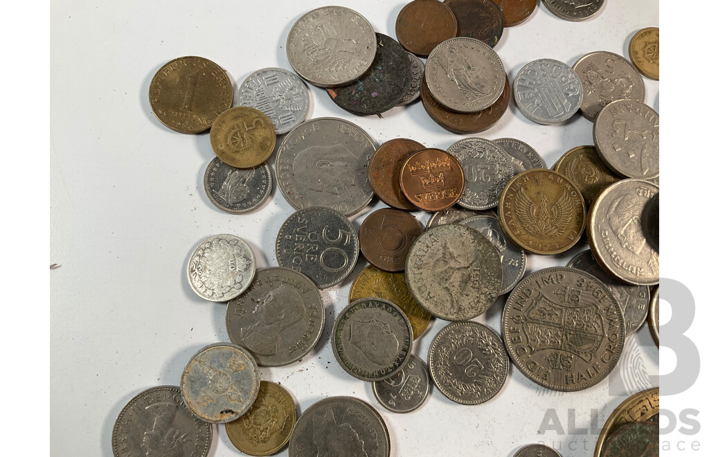 Collection of Vintage International Coins Including United Kingdom, USSR, China, France, Greece, Thailand, Spain Norway and More