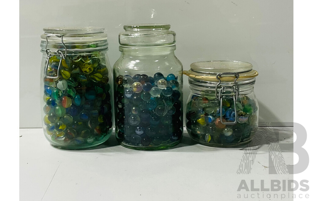 Collection of Vintage Marbles of Different Patterns and Sizes