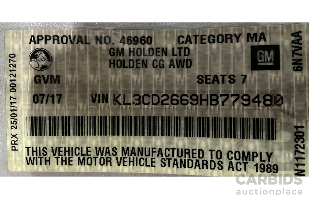 07/2017 Holden Captiva 7 LTZ (AWD) CG MY17 4D Wagon Nitrate Silver Metallic Turbo Diesel 2.2L