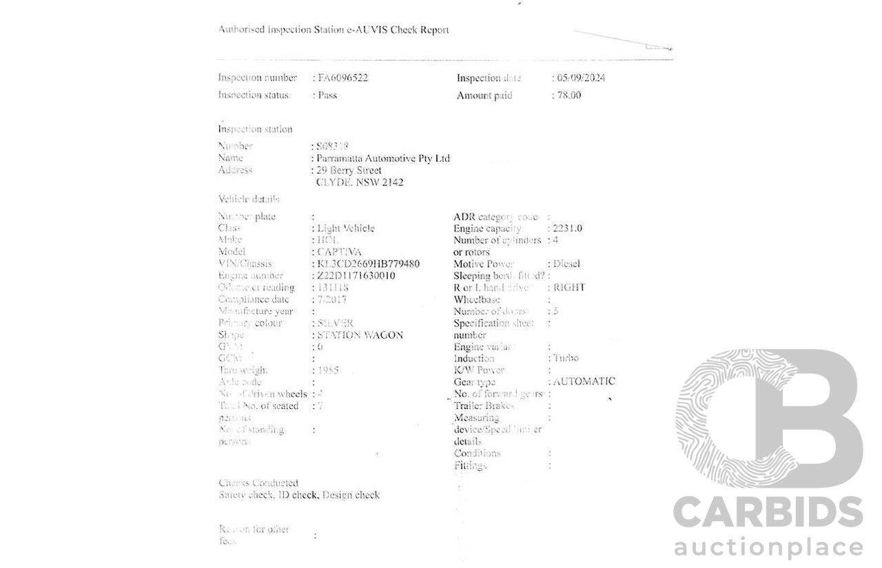 07/2017 Holden Captiva 7 LTZ (AWD) CG MY17 4D Wagon Nitrate Silver Metallic Turbo Diesel 2.2L