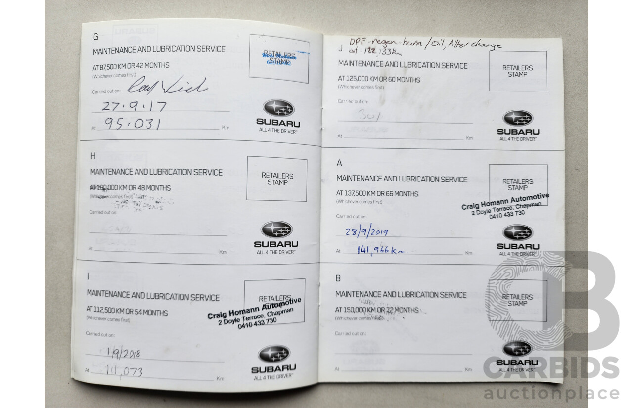 5/2013 Subaru Outback 2.0D Premium MY13 4d Wagon White 2.0L