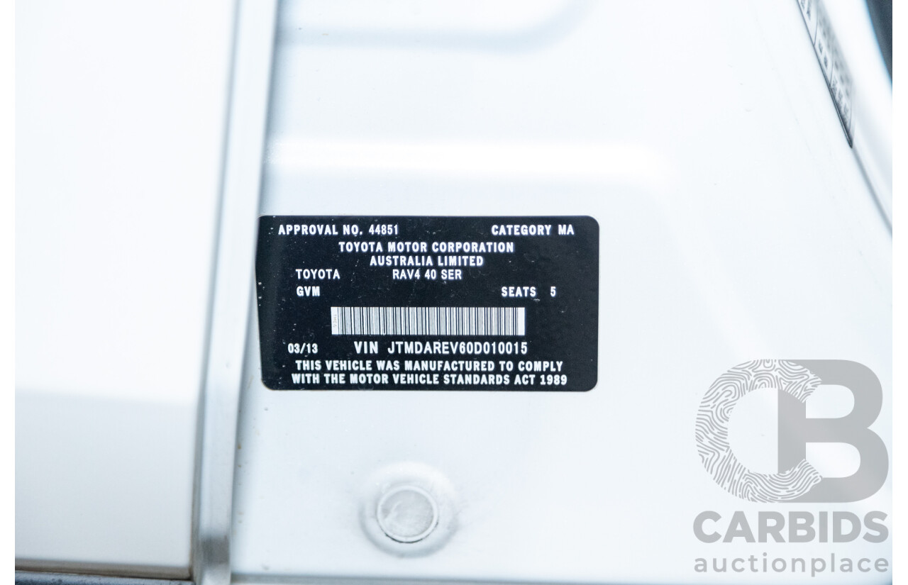 3/2013 Toyota Rav4 Cruiser (AWD)  ALA49R 4d Wagon Glacier White Turbo Diesel 2.2L