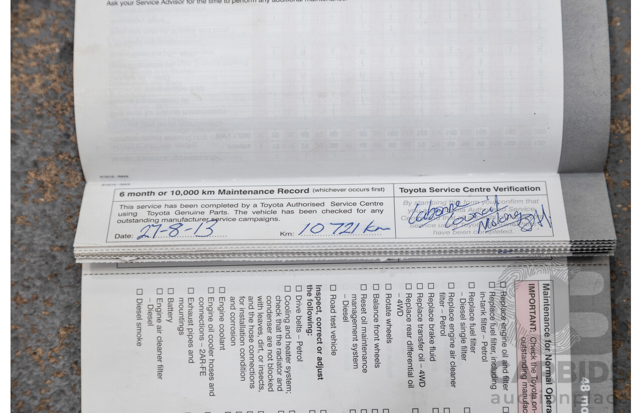 3/2013 Toyota Rav4 Cruiser (AWD)  ALA49R 4d Wagon Glacier White Turbo Diesel 2.2L