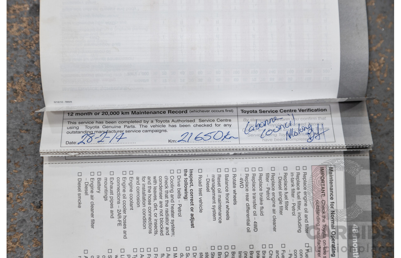 3/2013 Toyota Rav4 Cruiser (AWD)  ALA49R 4d Wagon Glacier White Turbo Diesel 2.2L