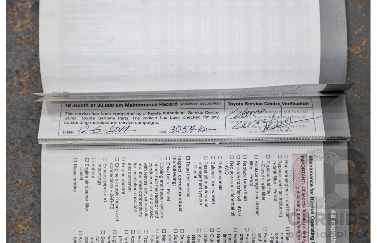 3/2013 Toyota Rav4 Cruiser (AWD)  ALA49R 4d Wagon Glacier White Turbo Diesel 2.2L