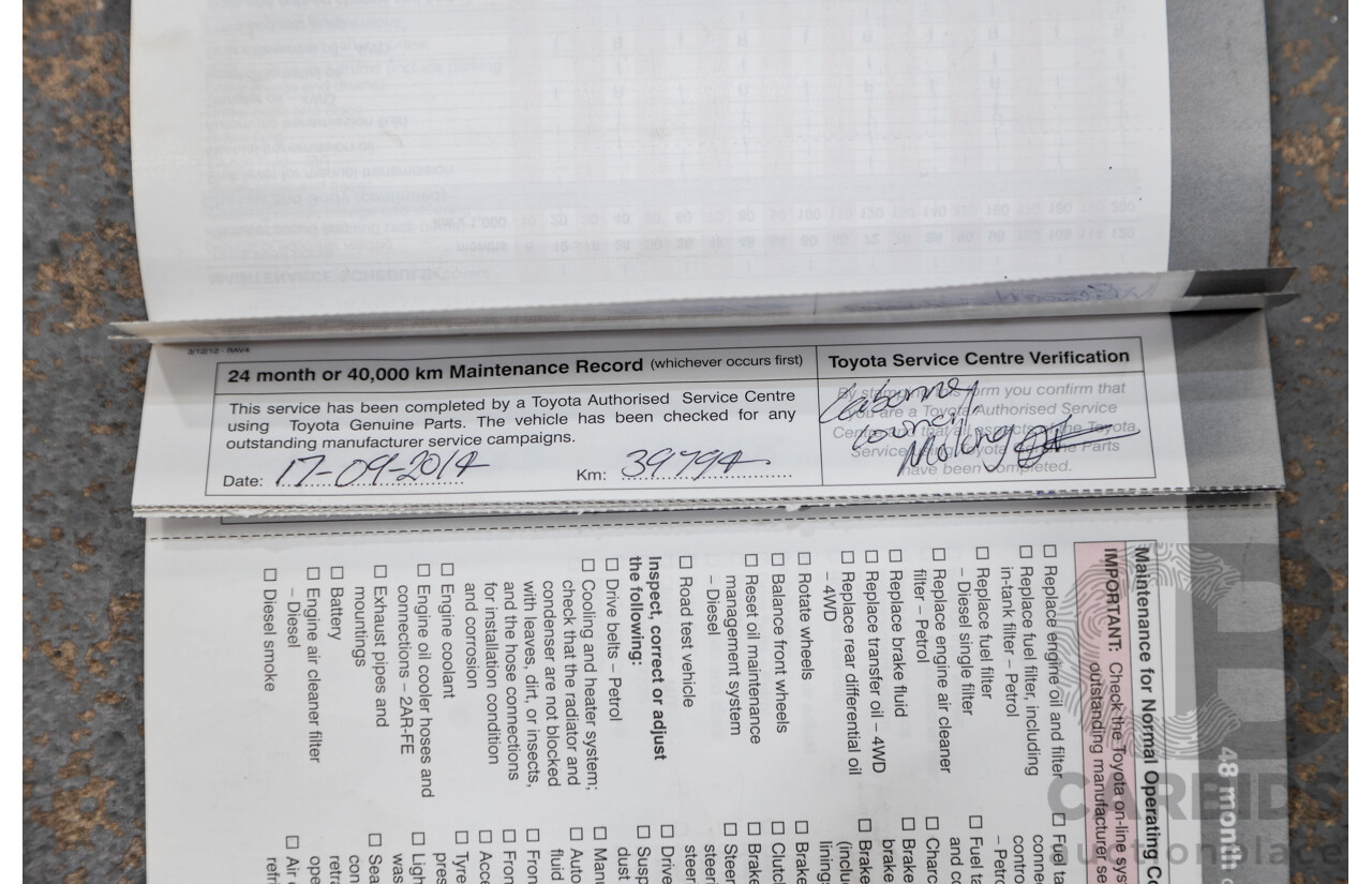 3/2013 Toyota Rav4 Cruiser (AWD)  ALA49R 4d Wagon Glacier White Turbo Diesel 2.2L