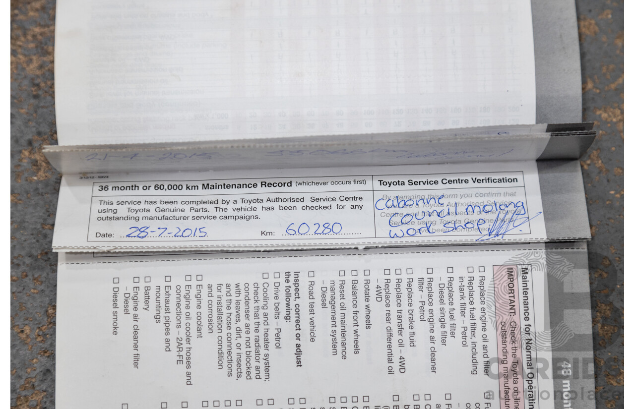 3/2013 Toyota Rav4 Cruiser (AWD)  ALA49R 4d Wagon Glacier White Turbo Diesel 2.2L