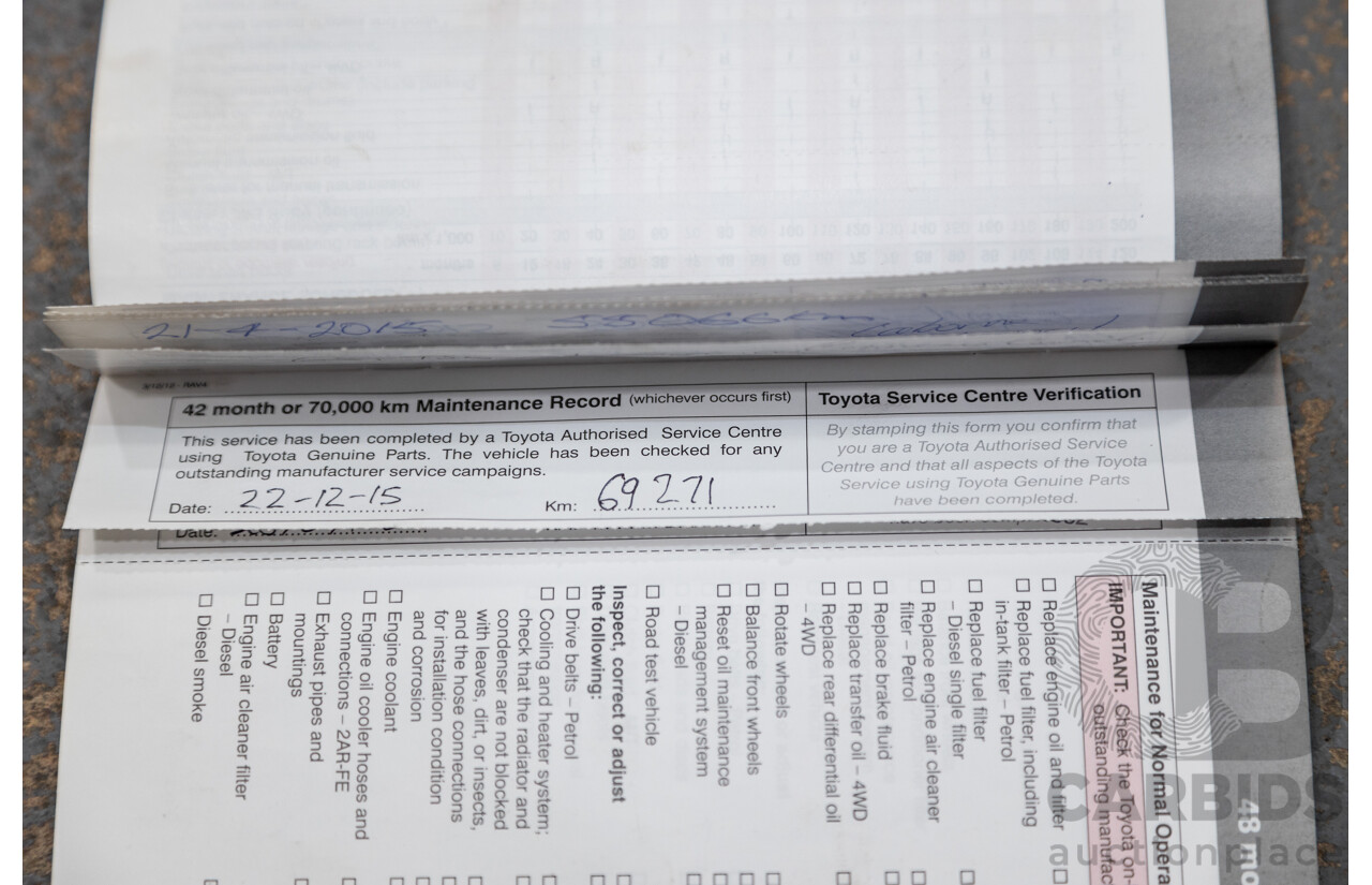 3/2013 Toyota Rav4 Cruiser (AWD)  ALA49R 4d Wagon Glacier White Turbo Diesel 2.2L