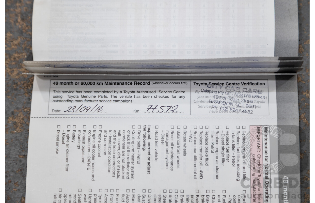 3/2013 Toyota Rav4 Cruiser (AWD)  ALA49R 4d Wagon Glacier White Turbo Diesel 2.2L