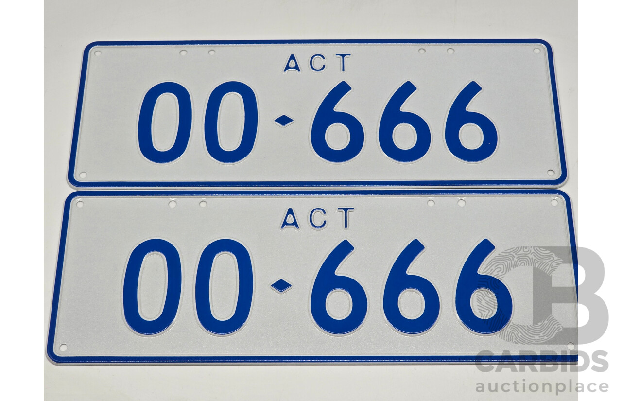 ACT 5 Character Motor Vehicle Number Plate - OO.666